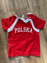dziecięca koszulka Polska H&M rozm 80 biało czerwona z godłem Polski