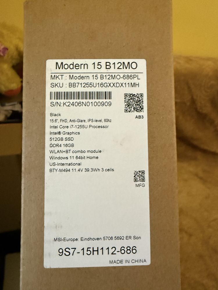 Laptop MSI Modern 15 B12MO Gwarancja