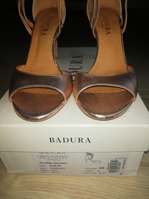 Sandały damskie Badura rozmiar 39 miedziane