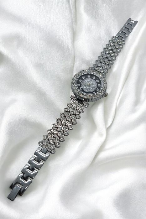 Zegarek Biżuteria Srebrny Kolor Bransoleta Kryształki