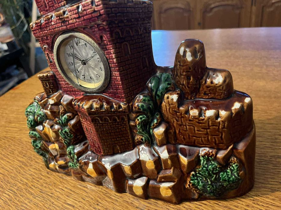 Zegar Scheurich & Greulich II połowa XXw Porcelana Kominkowy