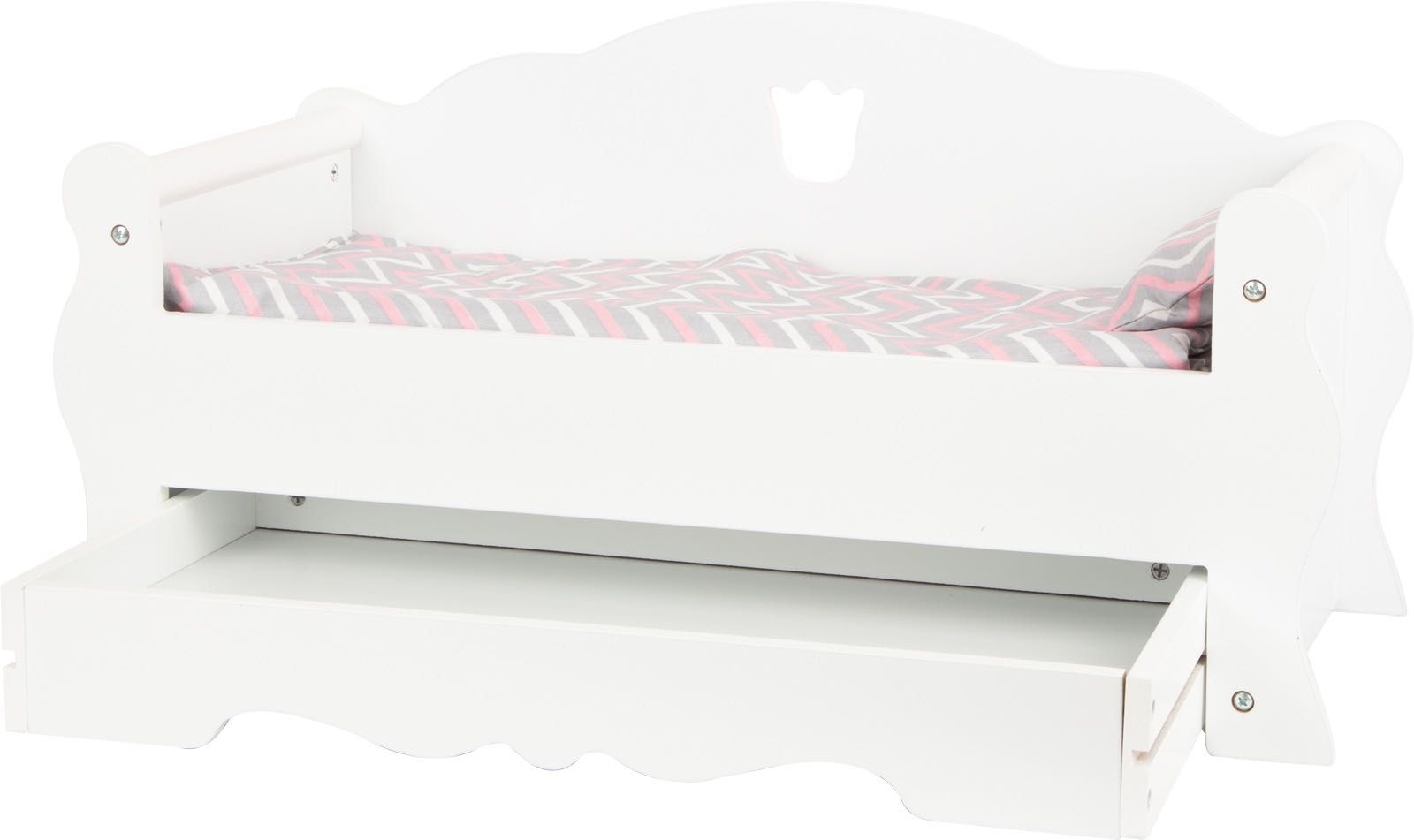 SMALL FOOT łóżeczko dla lalki, drewniane łóżko dla lalek,  pościel