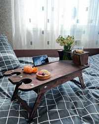 Дерев'яний розкладний столик піднос у ліжко для завтраків та ноутбука