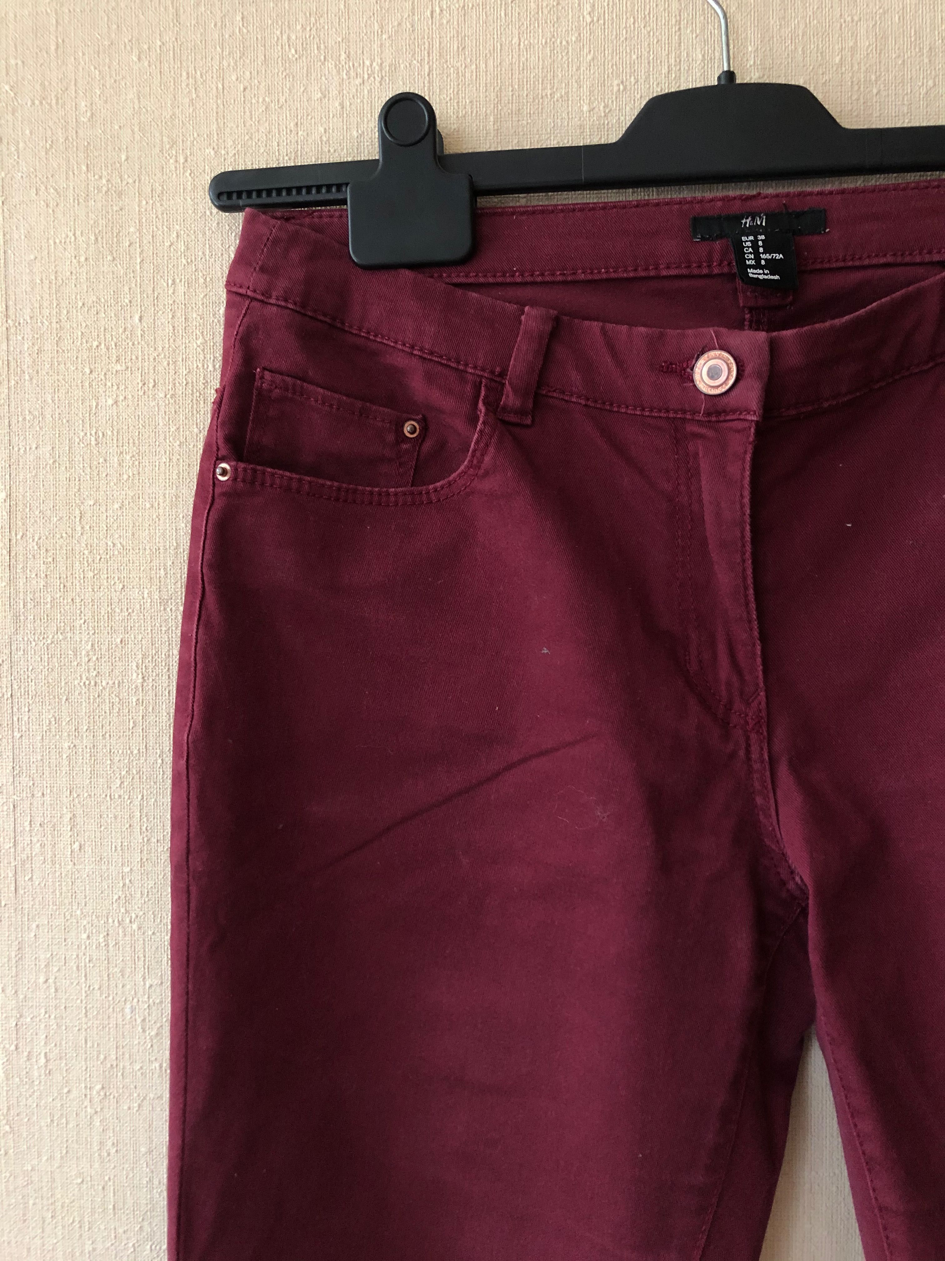 H&M spodnie wąskie/prosta nogawka bordowe