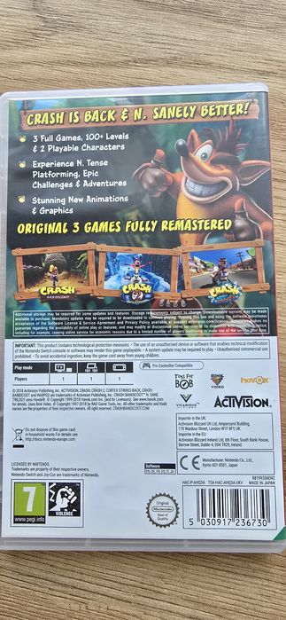 Crash bandicoot n-sane trylogy, Crash bandicoot 4  Nintendo switch