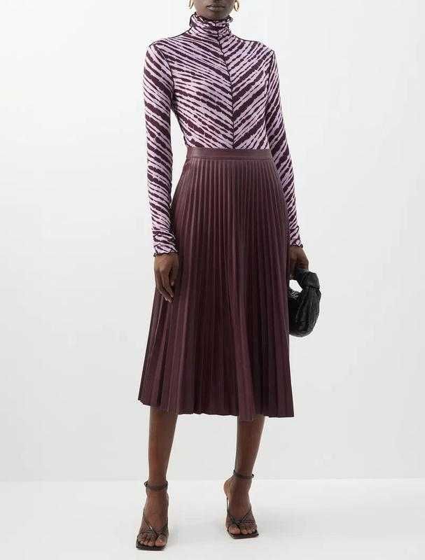 Бордовая кожаная юбка плиссе Proenza Schouler