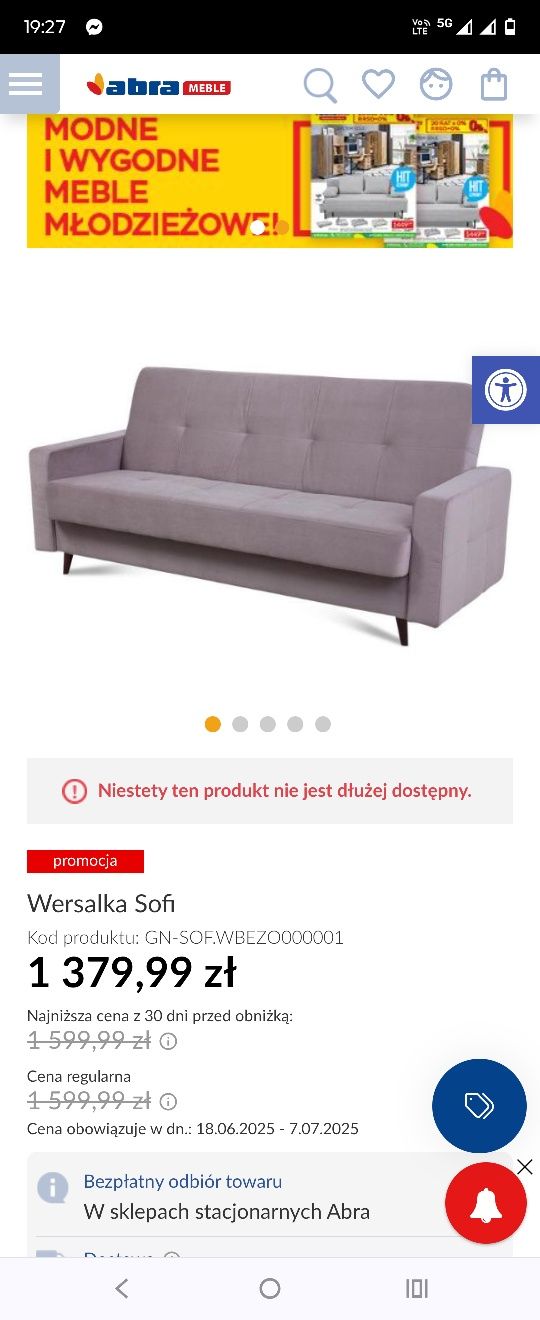 Rozkładana wersalka sofa z bokami