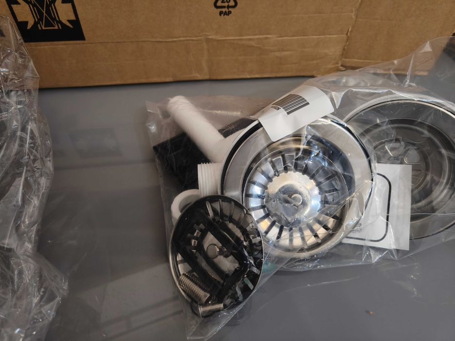 Pia de cozinha para embutir em aço inoxidável com duas cubas, 86 cm