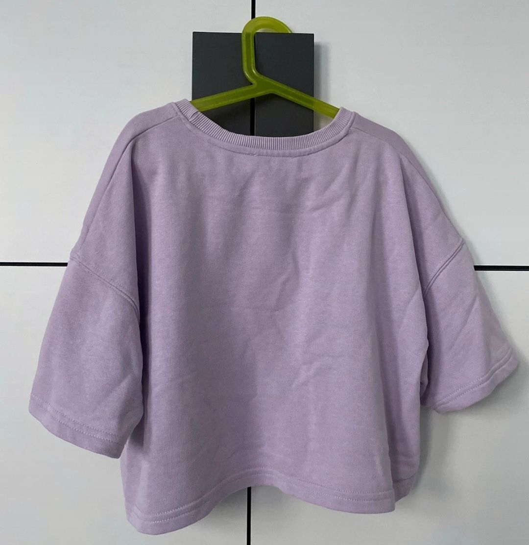 Liliowa krótka bluzka Bershka rozmiar S
