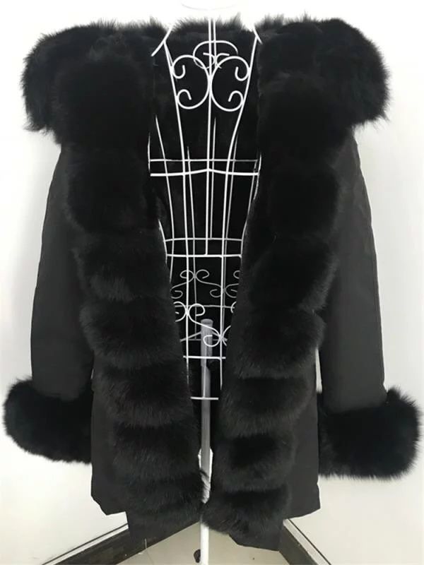 Nowa luksusowa parka z futrem naturalnym z lisa