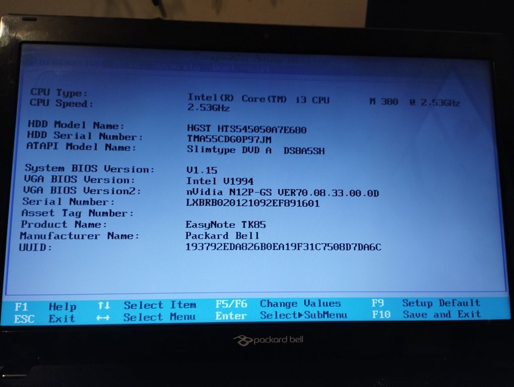 Laptop Packard Bell (ACER) i3 NVIDIA