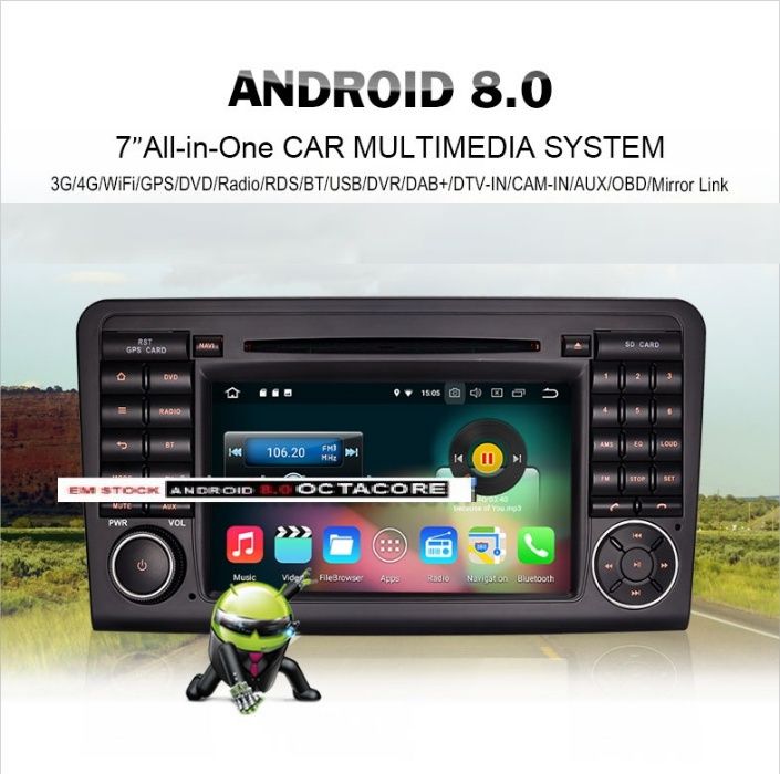 Auto-rádio 2 din android 13 64GB para mercedes ML W164 GL X164