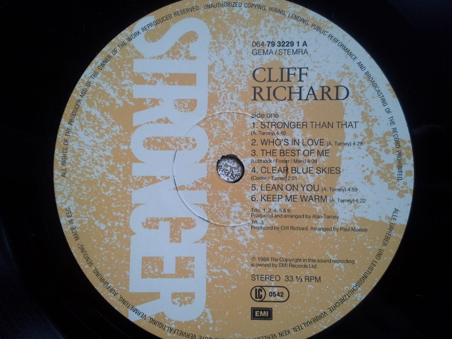 Winyl "Stronger", Cliff Richard, płyta winylowa, 1989r.