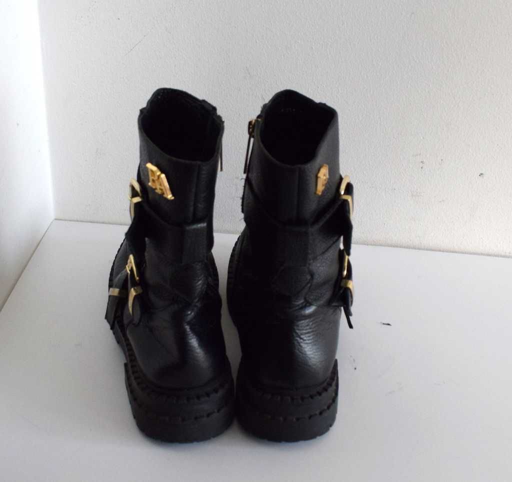 Rage Age Trapery 39 buty czarne botki skórzane zdobione