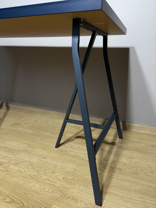 Biurko granatowe IKEA LINNMON blat + nogi
