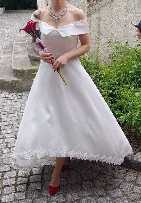 Przynosi szczęście! Suknia ślubna sukienka biała perła r.34/36 stylowa