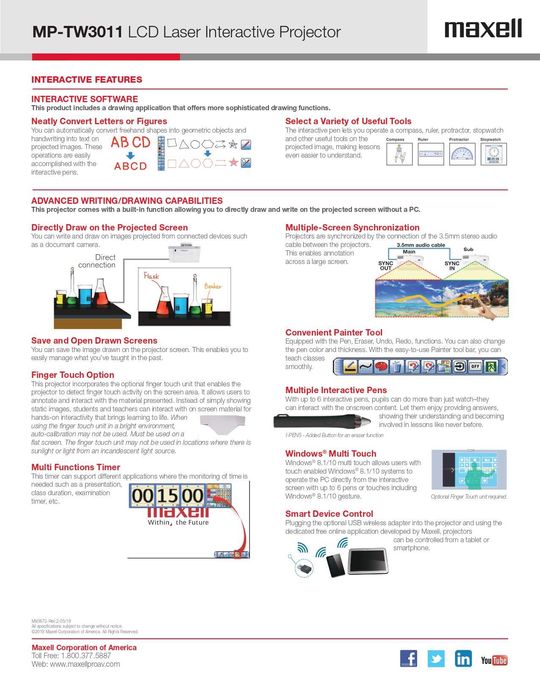 Лазерно-світодіодний ультракороткофокусний проектор Maxell MP-TW3011