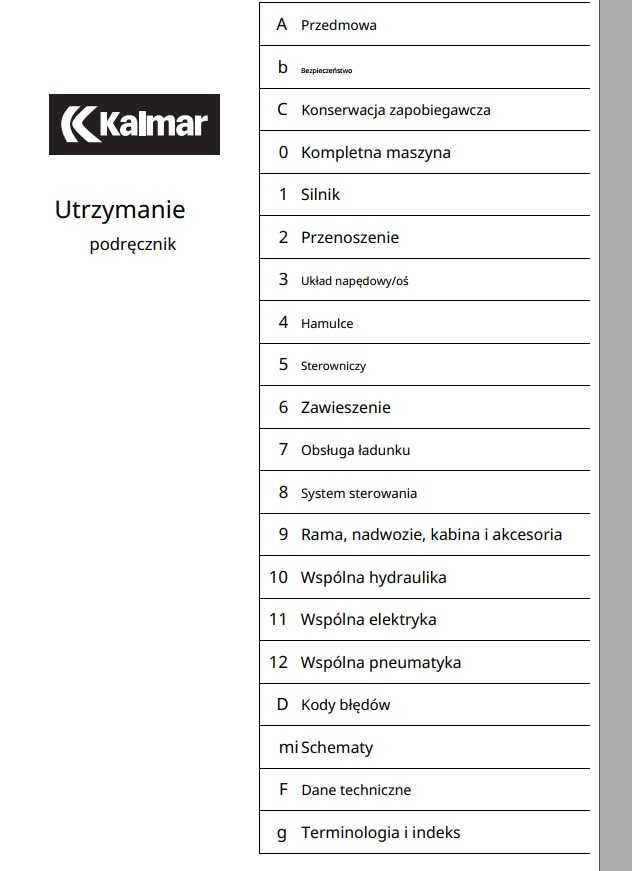 Instrukcja konserwacji Kalmar DRF 400, 450 PL