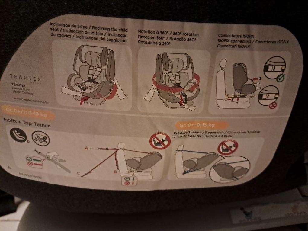 Cadeira auto com rotação 360° com isofix dos 0 aos 12 anos