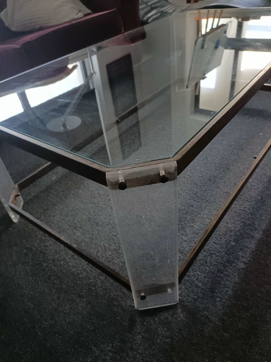 Mesa de Vidro Baixa Retangular