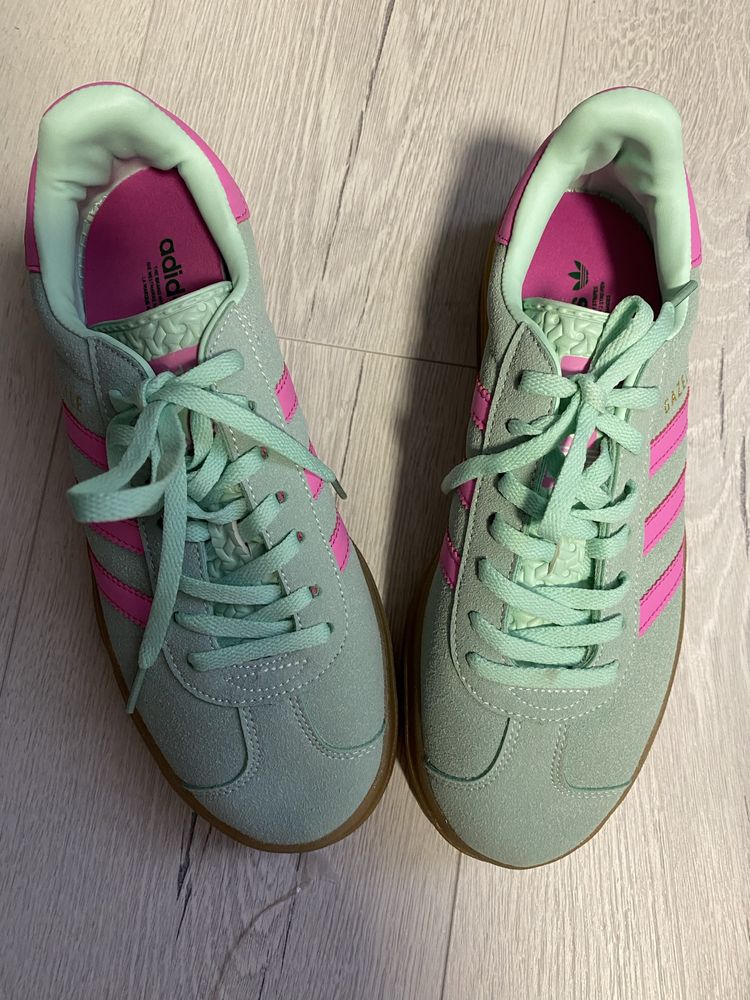 Женские кроссовки Adidas Gazelle Bold  23 Pink Brown  . QR сканируется