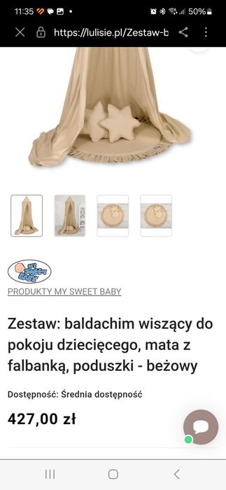 Baldachim beżowy z falbanką
