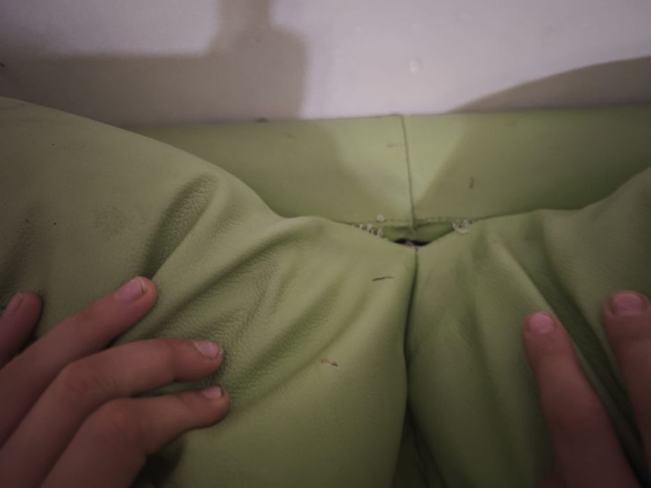 Narożnik sofa zielona skóra syntetyczna