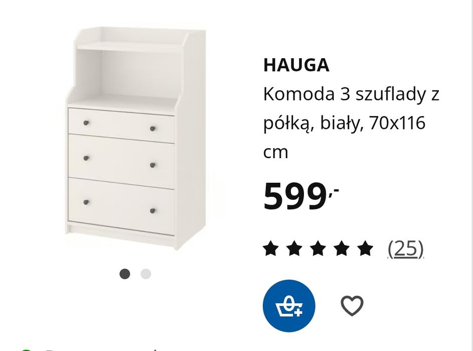 Zestaw mebli IKEA – 2x HAUGA + TROFAST, białe, komplet do pokoju dziec