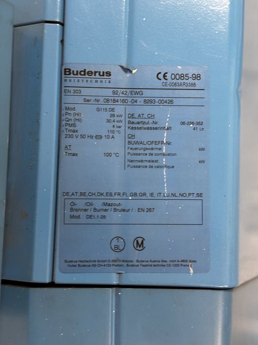 Piec olejowy Buderus G115 + sterownik