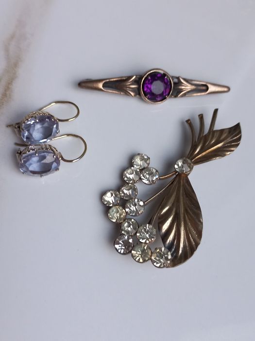 Серьги, броши серебро 875пр звезда