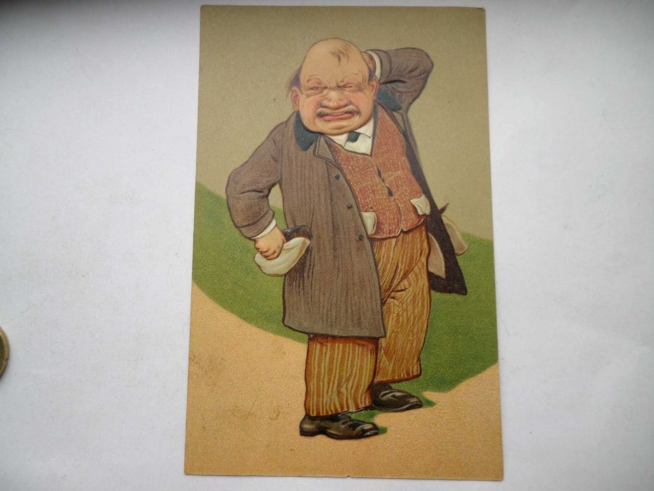 Postal antigo, imagem com relevo.