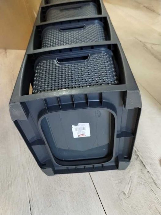 BranQ Regał rattanowy tworzywo sztuczne  antracytowy 80 cm 5 koszy