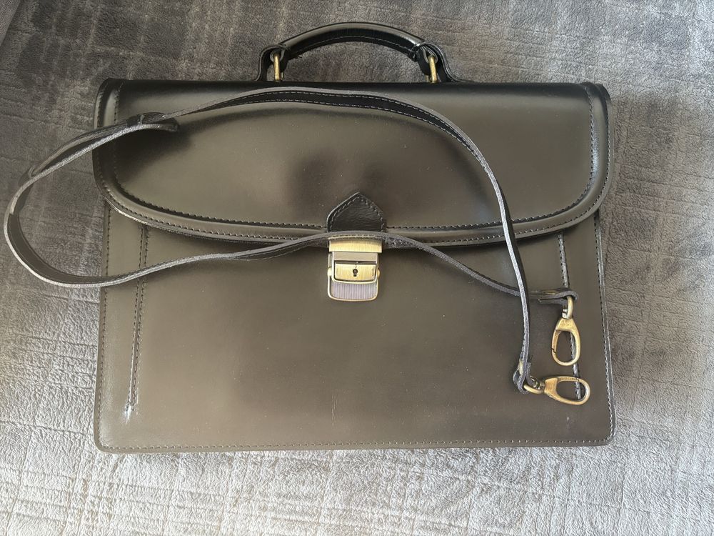 Skórzana Aktówka na laptopa dokumenty elegancka skóra naturalna licowa