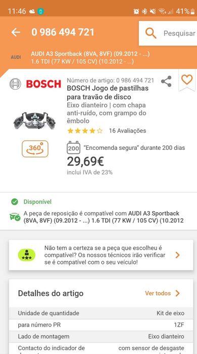 Bosch Pastilhas travões frente 0.986 494.721