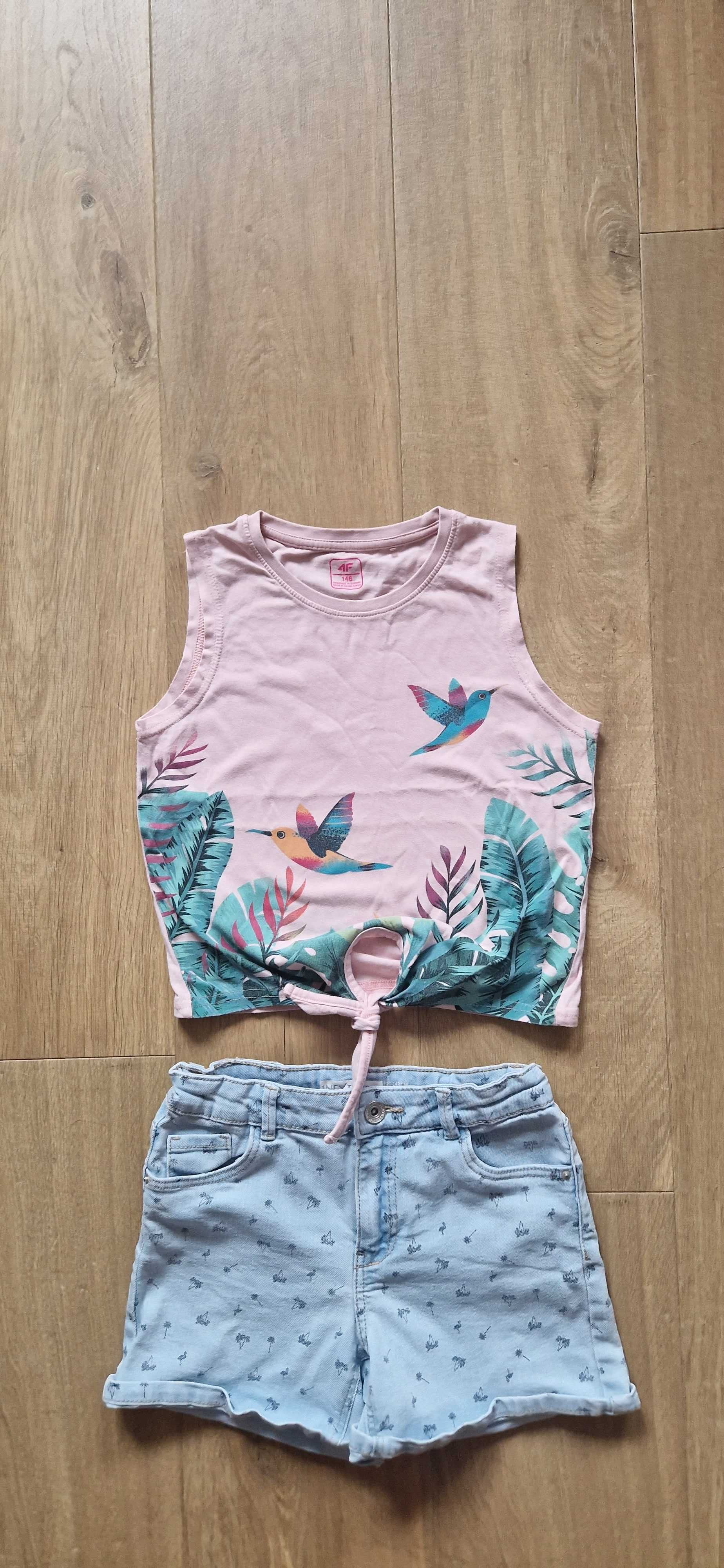 Koszulka 4f+ krótkie spodenki jeans, stan bdb rozmiar 146