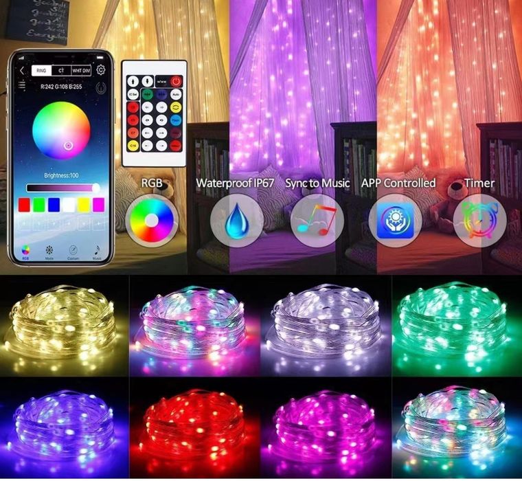 Светодиодная гирлянда 20 м,30 м,управление с телефона,пульта
