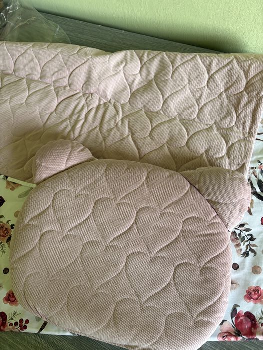 Komplet velvet z poduszką miś różowy70x100cm bawełna premium, nowe!