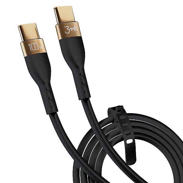 Kabel 3mk Hyper Silicone Cable USB-C / USB-C 100W 2m - czarny