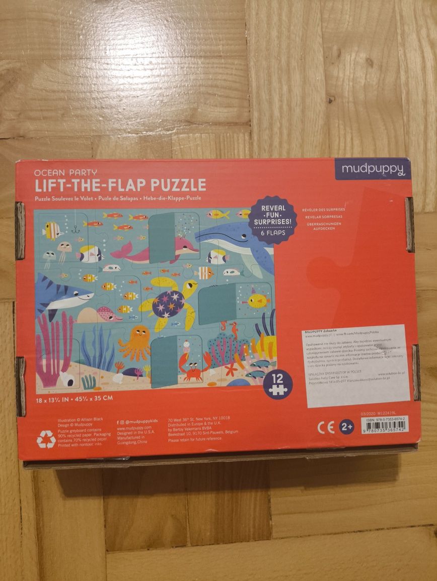 Puzzle puzle z okienkiem powodny świat ocean party Lift the flap Mudpu