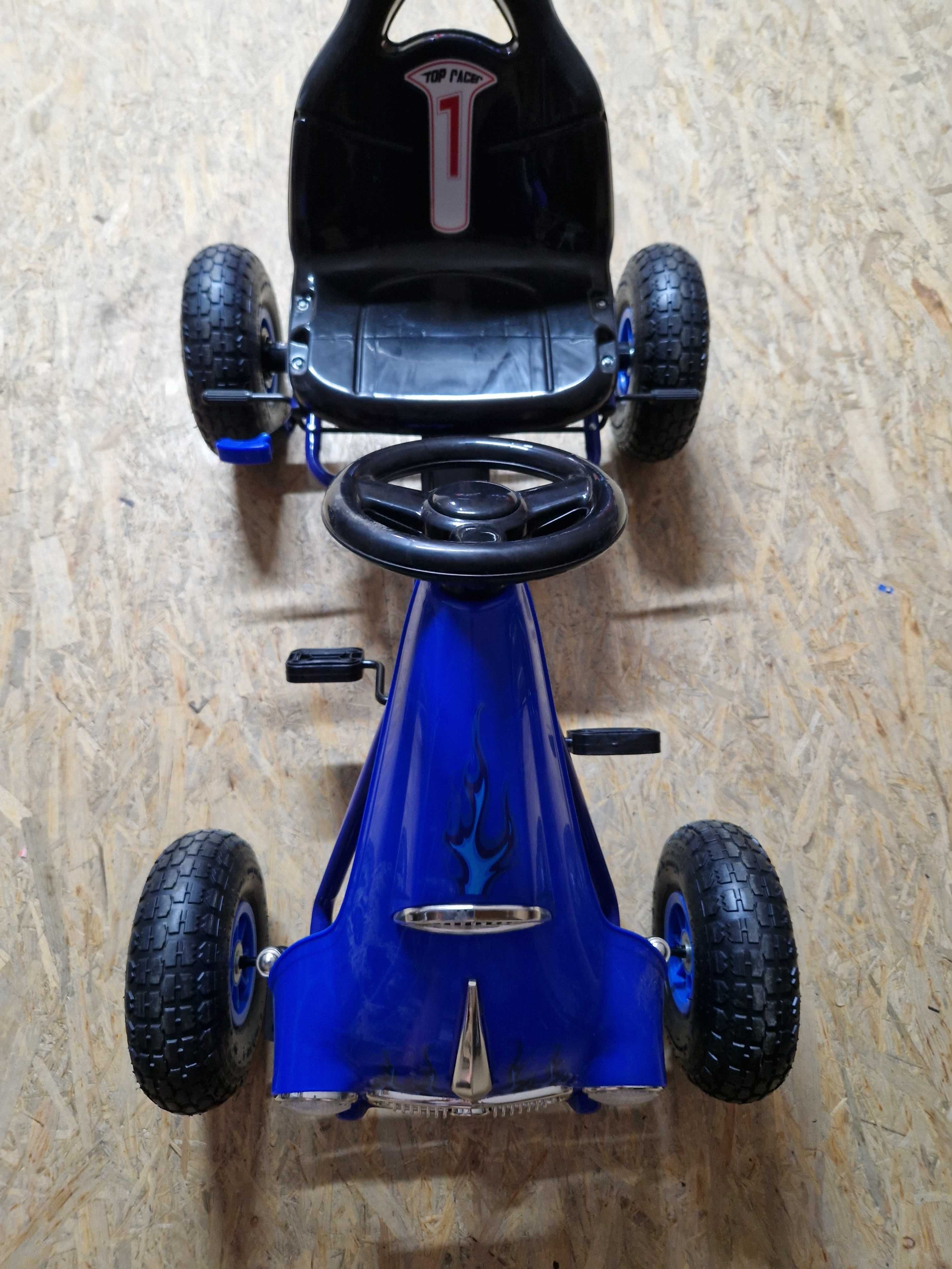 Gokart na pedały Top Racer 64 pompowane koła Niebieski