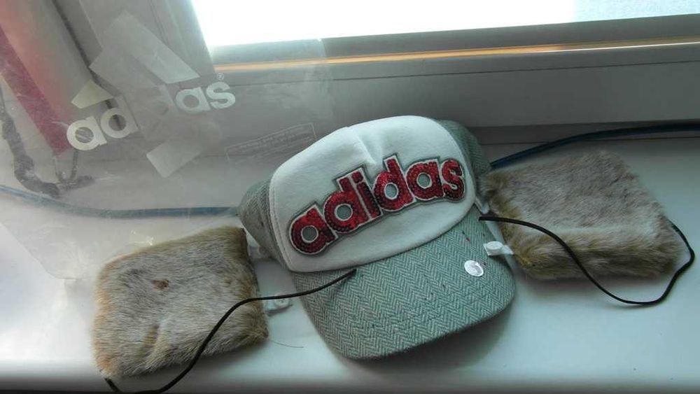 ADIDAS_Czapka z daszkiem Bejsbolówka + Uszy futrzane dopinane_Unikat !