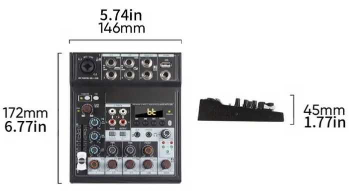 Mikser 5 kanałowy USB Pendrive mp3 fx na wokal zasilacz