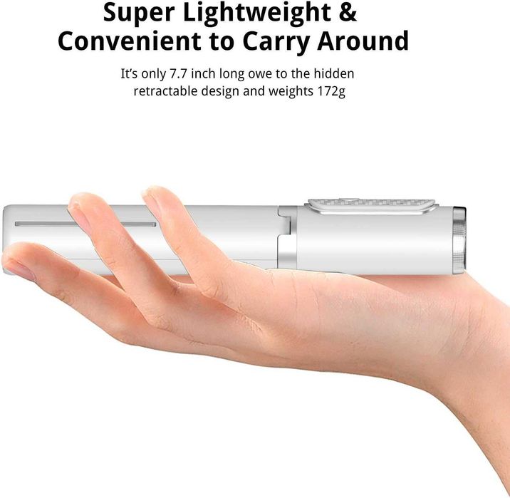 Statyw selfie stick ATUMTEK Bluetooth 3w1 79,5cm z pilotem biały