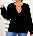 NOWY elegancki sweter r. 3 XL czarny ze złotym łańcuchem