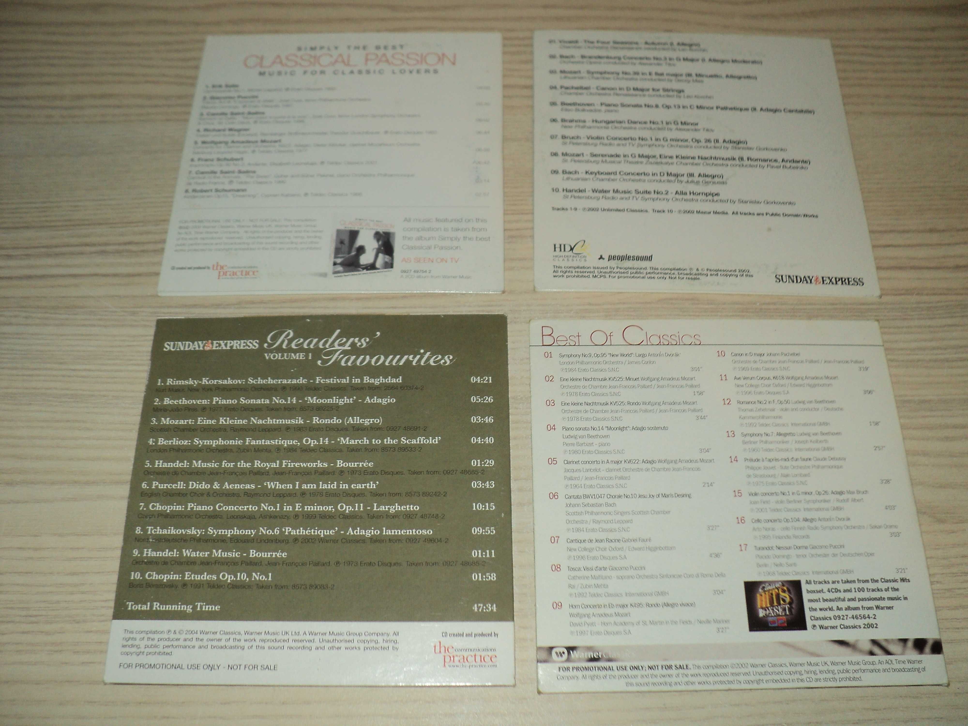 4 CD z muzyką klasyczną Mozart, Chopin, Beethoven i in.