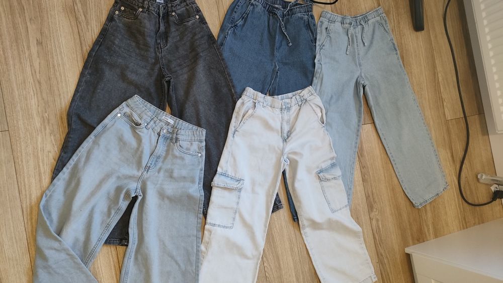 Zestaw paka ubrań jeansy wide leg i sweter sinsay hm pepco 146