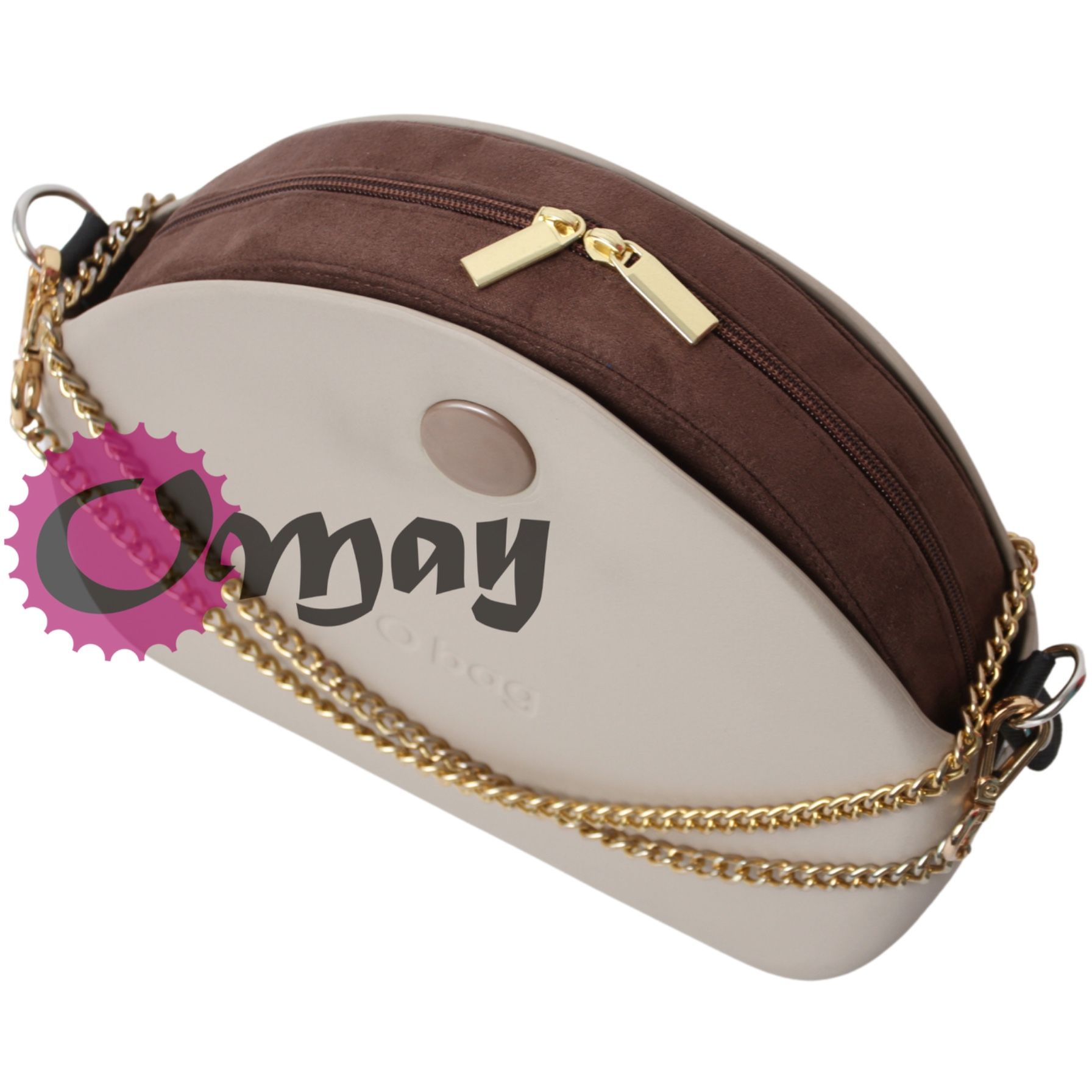 Brązowy organizer do OBAG MOON LIGHT eko zamsz brąz ZŁOTO wkład OMAY