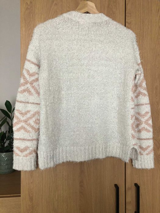 Sweter sweterek New Look biały pudrowy róż 36 S