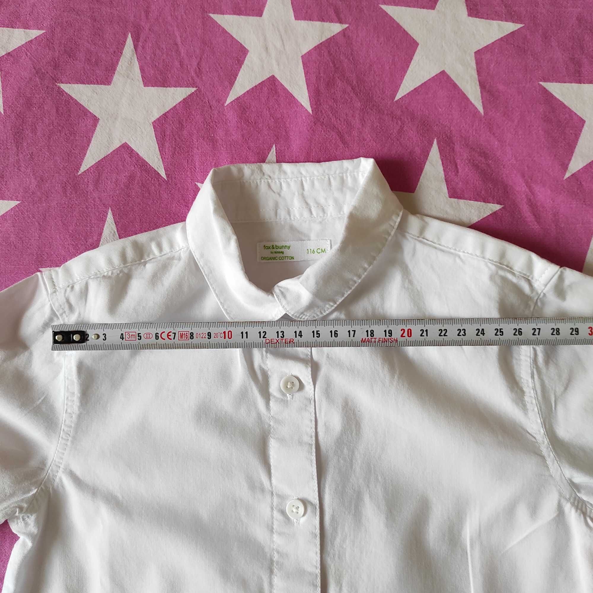 Bluzka 116 dla dziewczynki biała z kołnierzykiem elegancka