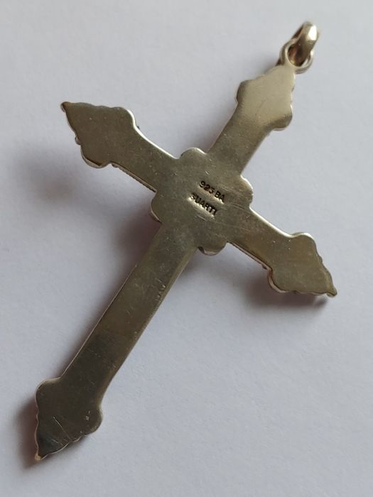 Stary srebrny krzyż  srebro 925.krzyż duży rękodzieło